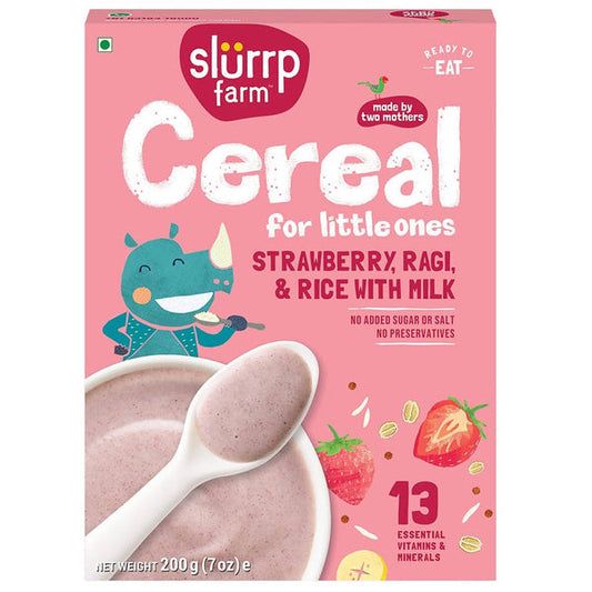Slurrp Farm Strawberry & Ragi & Rice With Milk Cereal For Little Ones - 200 gm image 1