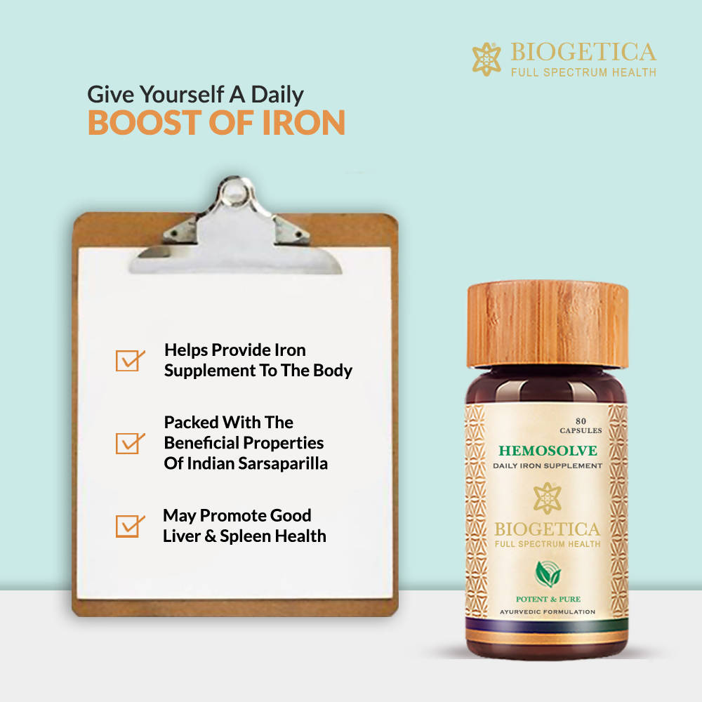 Biogetica Hemosolve - Daily Iron Supplement - 80 Capsules image 3