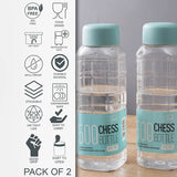 Chess Plastic Water Bottles With Blue Lid| Set Of 2| 500 ml image 2
