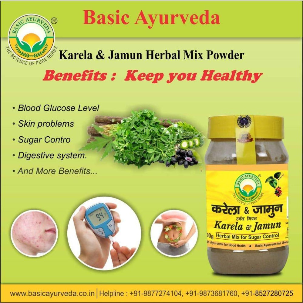 Basic Ayurveda Karela & Jamun Herbal Mix For Sugar Control - 200 gms image 2