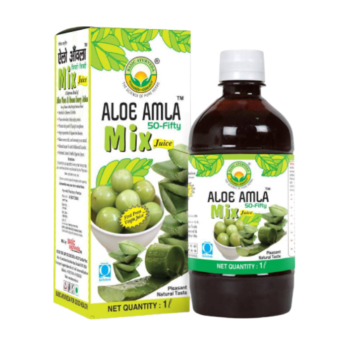Basic Ayurveda Aloe Amla 50-Fifty Mix Juice - 1 Liter image 1