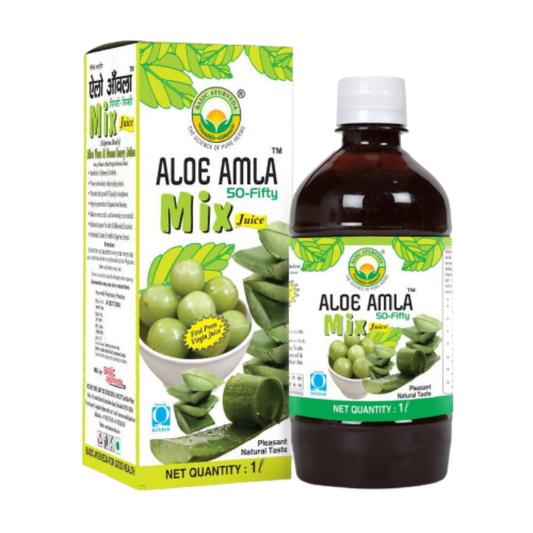 Basic Ayurveda Aloe Amla 50-Fifty Mix Juice - 1 Liter image 1