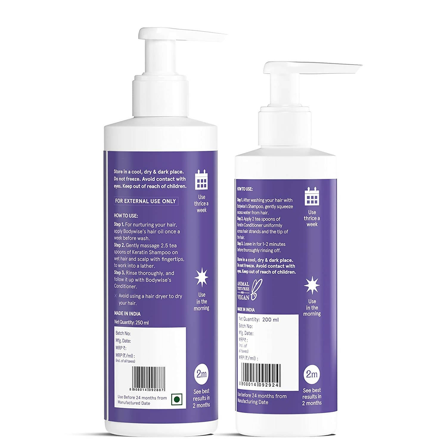 BeBodywise Keratin Shampoo -250ml and Conditioner-200ml image 2