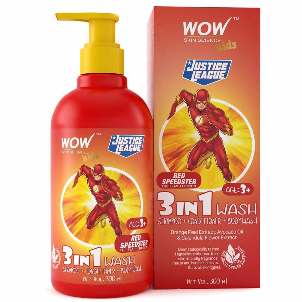 Wow Skin Science Kids 3 in 1 Wash - Red Speedster Flash Edition - 300 ml image 1