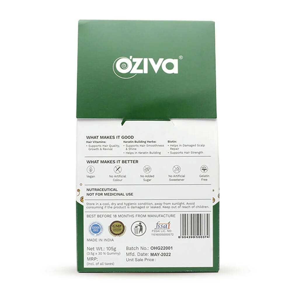 OZiva Biotin Hair Multivitamins Gummies-Kaccha Aam Flavor image 4