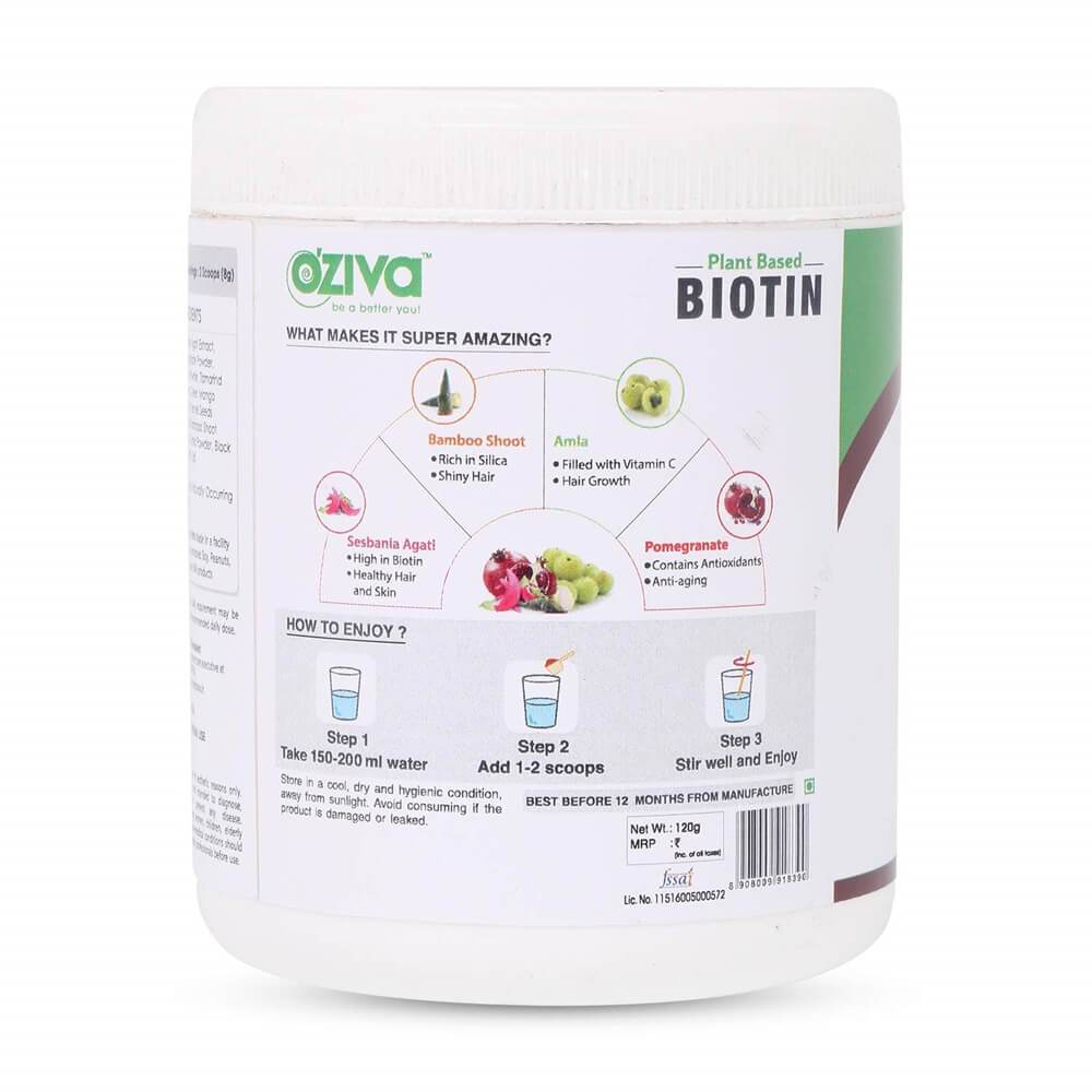 OZiva Plant Based Biotin (10,000+ mcg) image 8