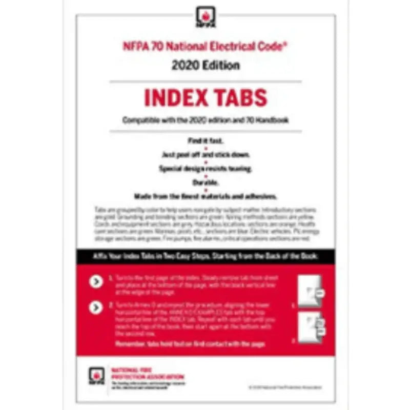 Book cover of 2020 NFPA National Electrical Code Tabs – Quick NEC Reference