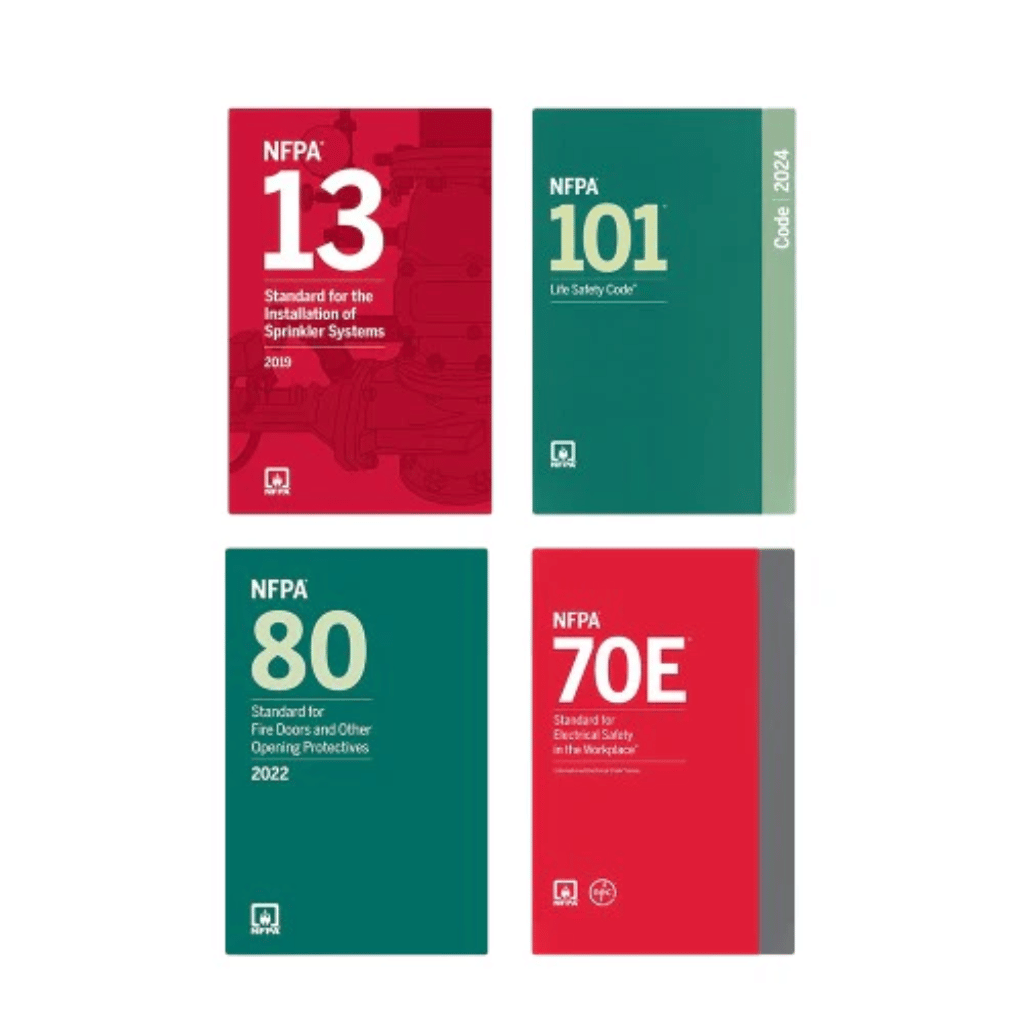 Book cover of NFPA Life Safety & Fire Protection Code Set – NFPA 13/101/80/70E