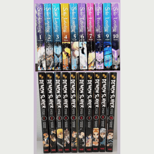 Book cover of Action Hit Manga Bundle: Solo Leveling & Demon Slayer Vol 1–10