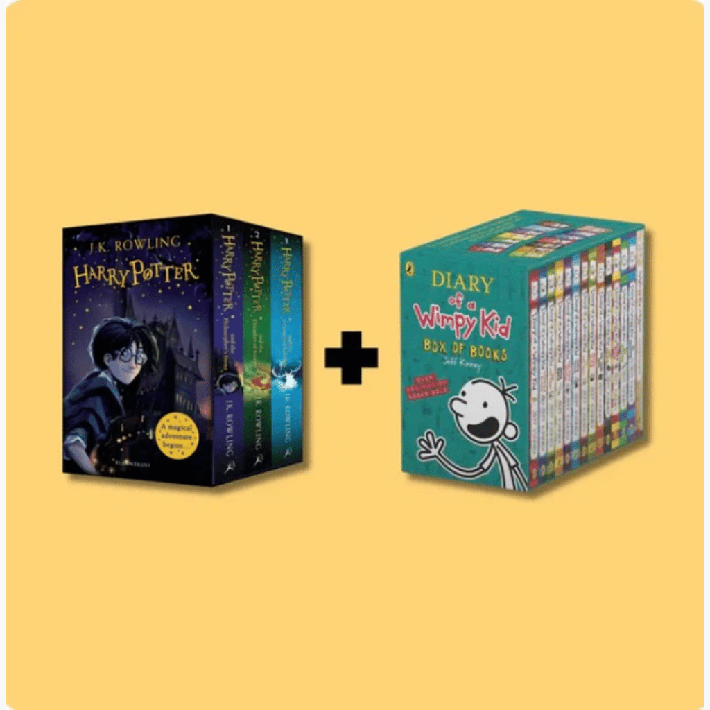 Book cover of Mega Kids Book Bundle – Wimpy Kid 1-13 + Harry Potter Box Set