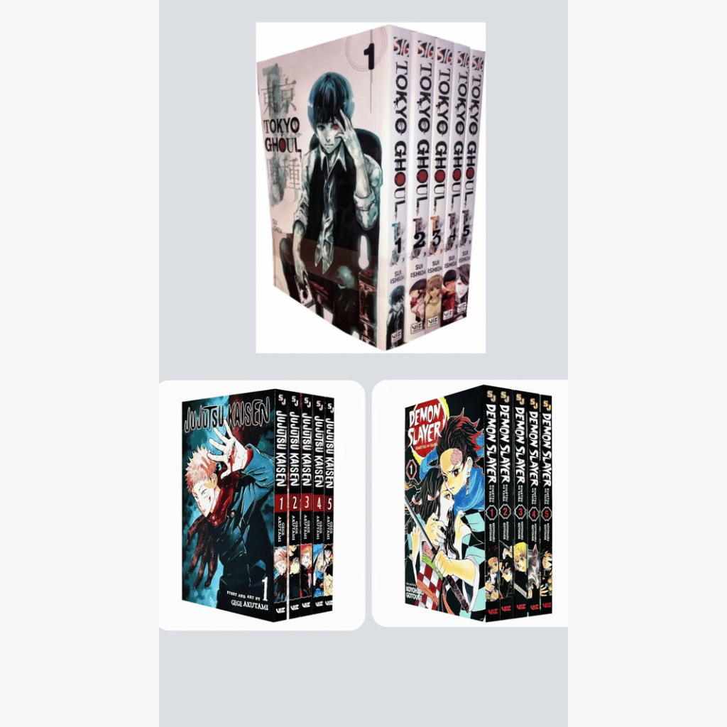 Book cover of Newbie Essentials Manga Pack – Demon Slayer, Tokyo Ghoul & JJK