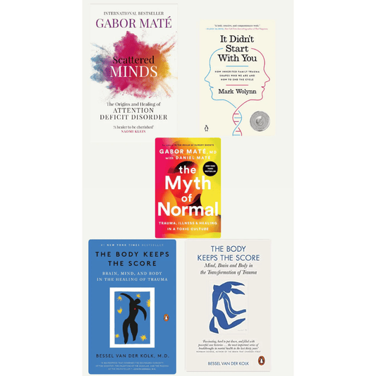 Book cover of Scattered Minds + The Myth of Normal + The Body Keeps the Score