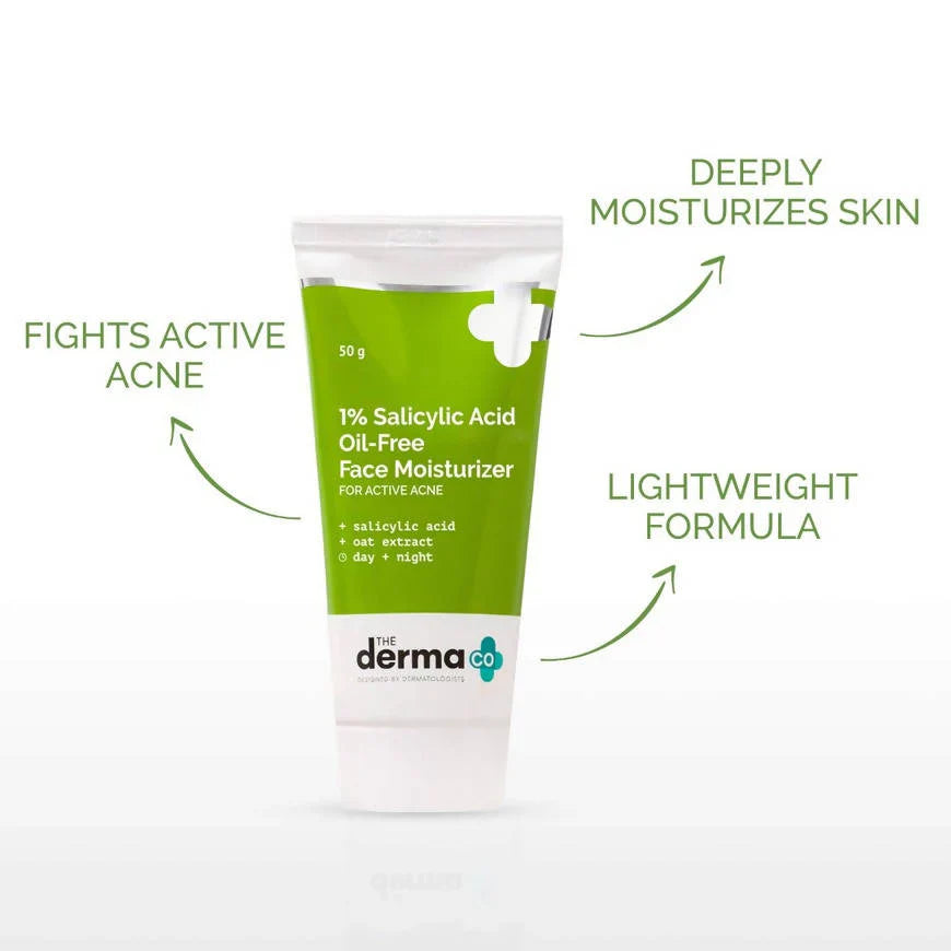 The Derma Co 1% Salicylic Acid Oil-Free Moisturizer For Active Acne - 50 gms image 3