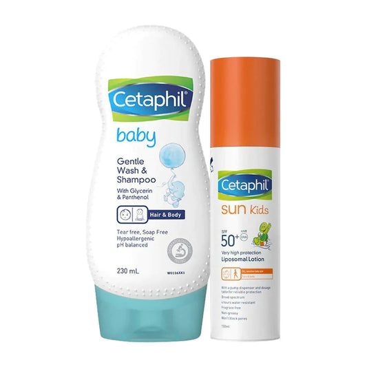 Cetaphil Baby Shampoo & Sun Kids Liposomal Lotion SPF 50+ Combo image 1