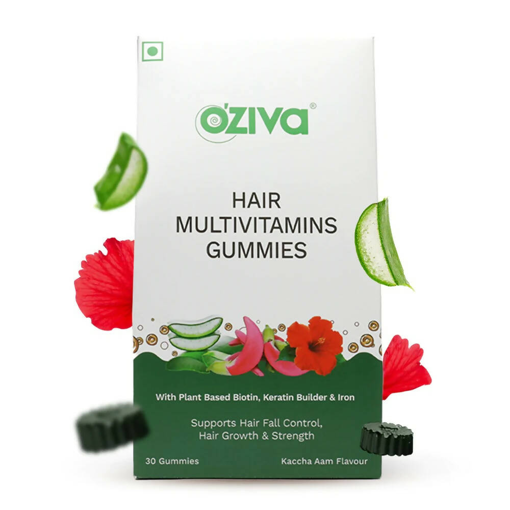 OZiva Biotin Hair Multivitamins Gummies-Kaccha Aam Flavor image 2