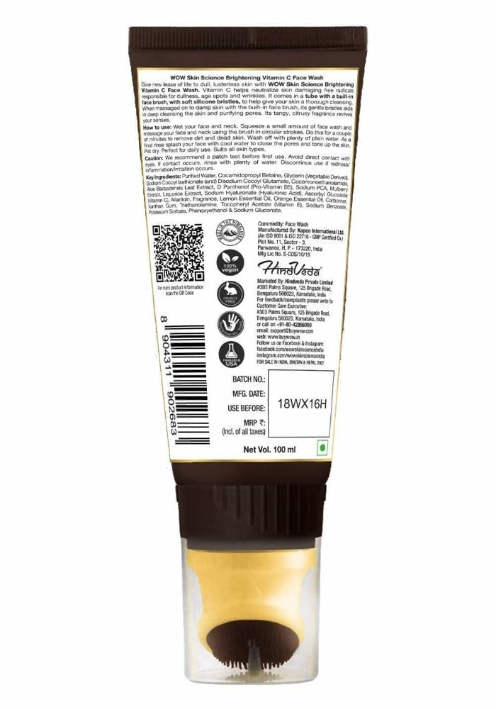 Wow Skin Science Brightening Vitamin C Foaming Face Wash Gel - 100 ml image 2