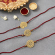 Brass Peacock, Om & Swastik Rakhi Cum Keychain Cum Bookmark | Set of 3 image 1