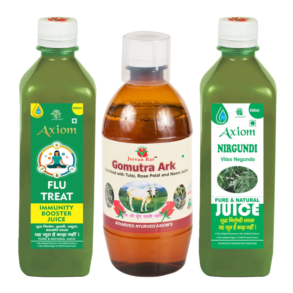 Axiom Rheumatic Fever Combo (Flu Treat + Gomutra Ark  + Nirgundi Juice) image 1