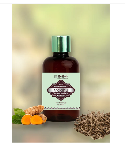 Nat Habit Herbal Body Massage Oil – Infused with Turmeric & Manjistha image 1