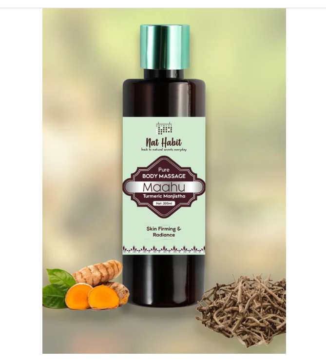 Nat Habit Herbal Body Massage Oil – Infused with Turmeric & Manjistha image 2