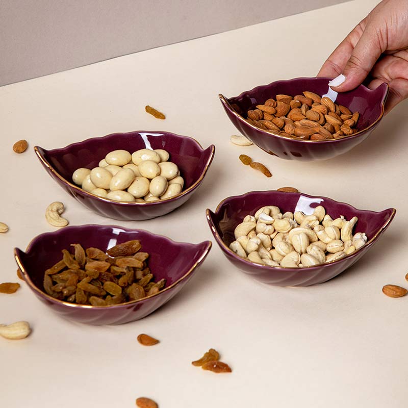 Aldeo Leaf Bowls Gift Combo | Set Of 4 | Multiple Colors image 5