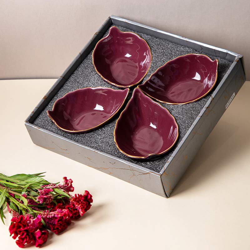 Aldeo Leaf Bowls Gift Combo | Set Of 4 | Multiple Colors image 4
