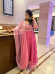 Women's Georgette Anarkali Suit With Dupatta Set Party Wear Dress SR image 1