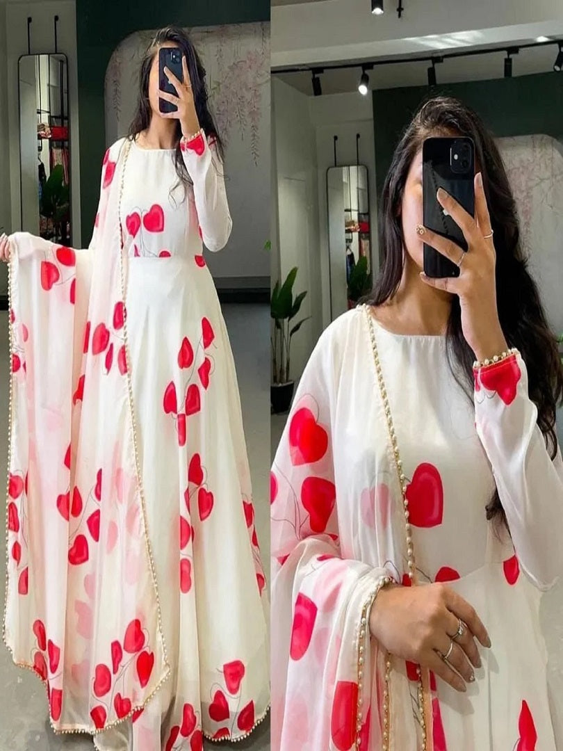 Women's Georgette Long Gown Anarkali Dress With Dupatta Party Wear Dress 13-MA1 image 1