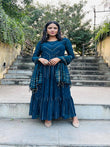 Women Georgette Stitched Gown Kurti With Attached Dupatta 13-SR2 image 1