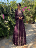 Eggplant Chinon Sequence Embroidered Lehenga Choli With Koti Set image 1