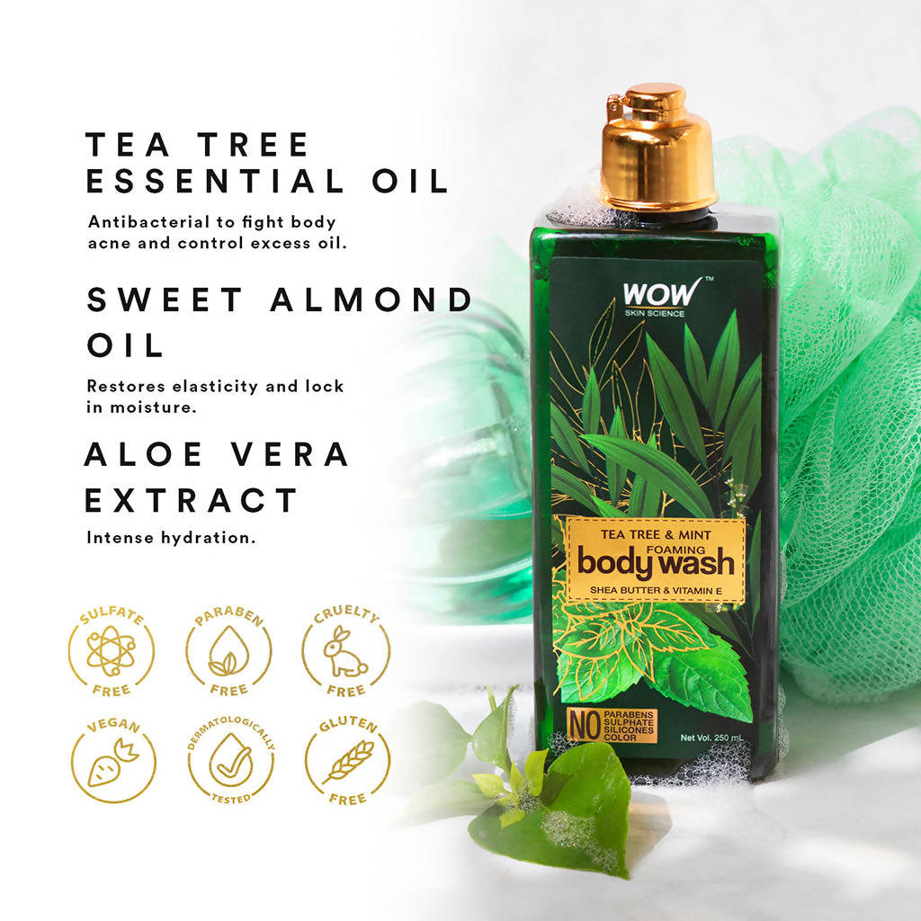 Wow Skin Science Tea Tree & Mint Foaming Body Wash - 250 ml image 4