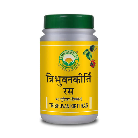 Basic Ayurveda Tribhuvan Kirti Ras Tablets - 40 Tablets image 1