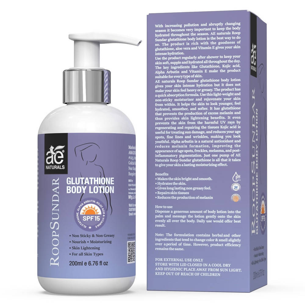 AE Naturals Roop Sundar Body Lotion with Glutathione - 200 ml) image 4