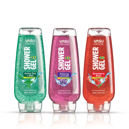 Vasu Naturals 3 in 1 Shower Gel (Pack of 3) For Hair Face And Body - 750 ml image 1