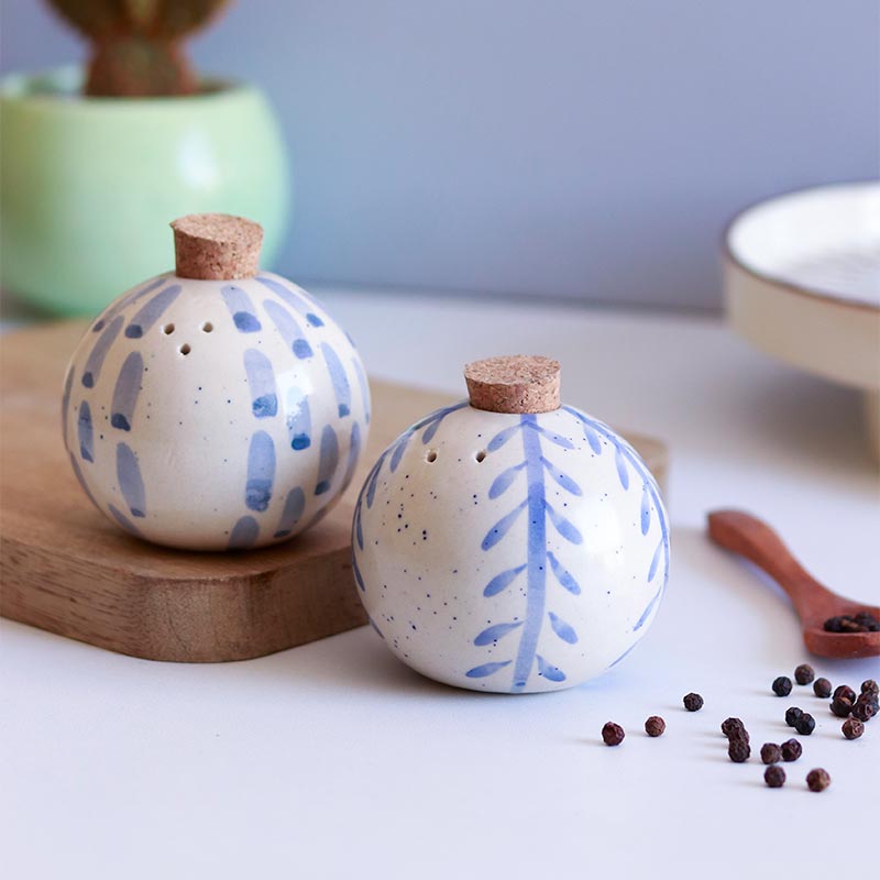 Vintage Blue Salt n Pepper Shakers | Set Of 2 image 1