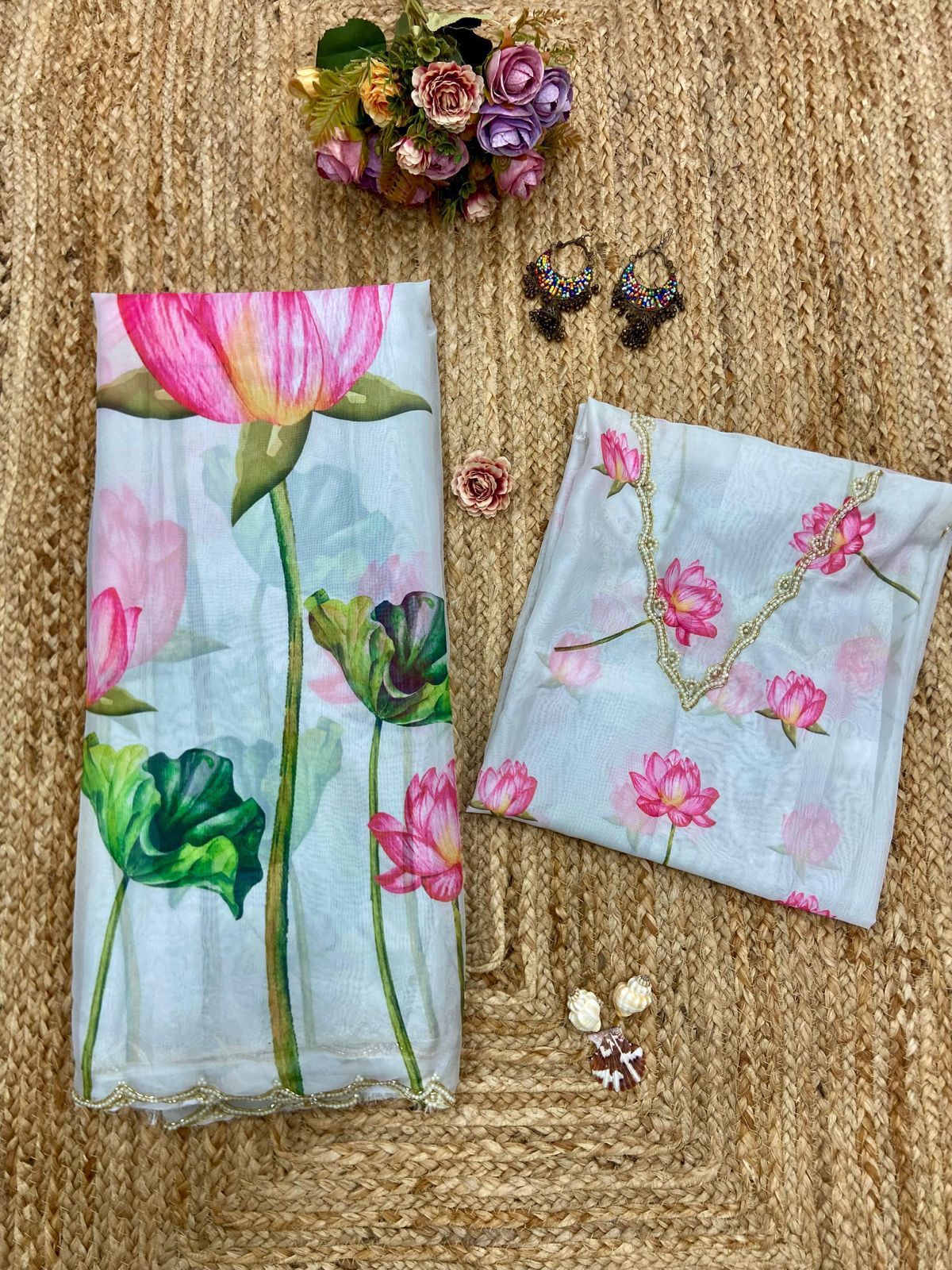 Soft Tebi Silk Saree, Beautiful Val Moti Border In Saree With Blouse image 9