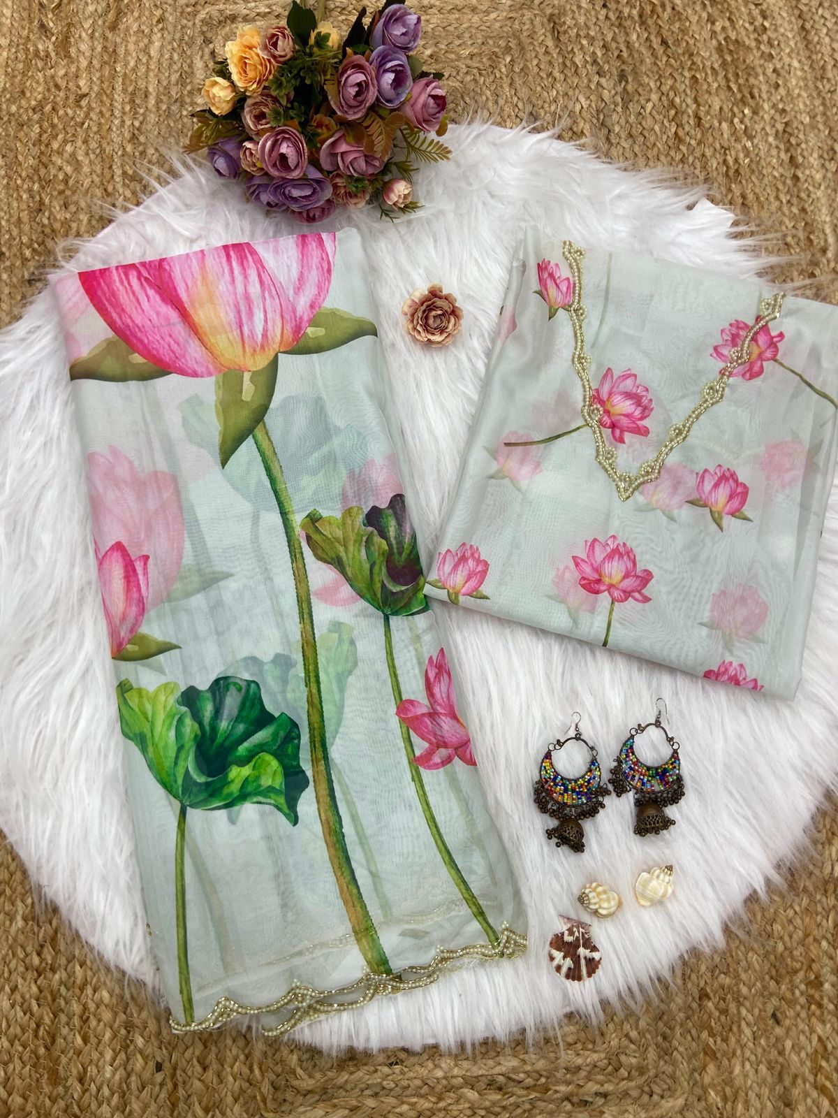 Soft Tebi Silk Saree, Beautiful Val Moti Border In Saree With Blouse image 4