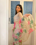 Soft Tebi Silk Saree, Beautiful Val Moti Border In Saree With Blouse image 1