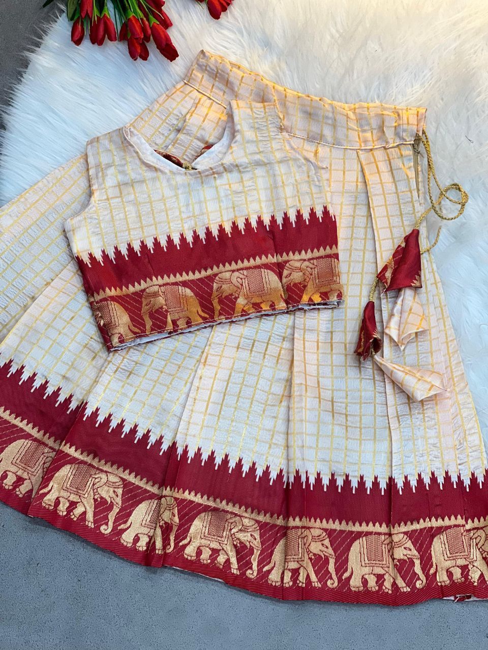 Girls & Kids Traditional Soft Silk With Pure Zari Waving Lehenga Choli image 6