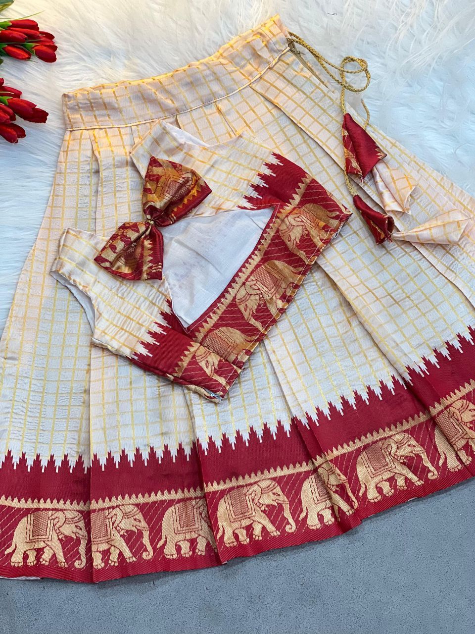 Girls & Kids Traditional Soft Silk With Pure Zari Waving Lehenga Choli image 4