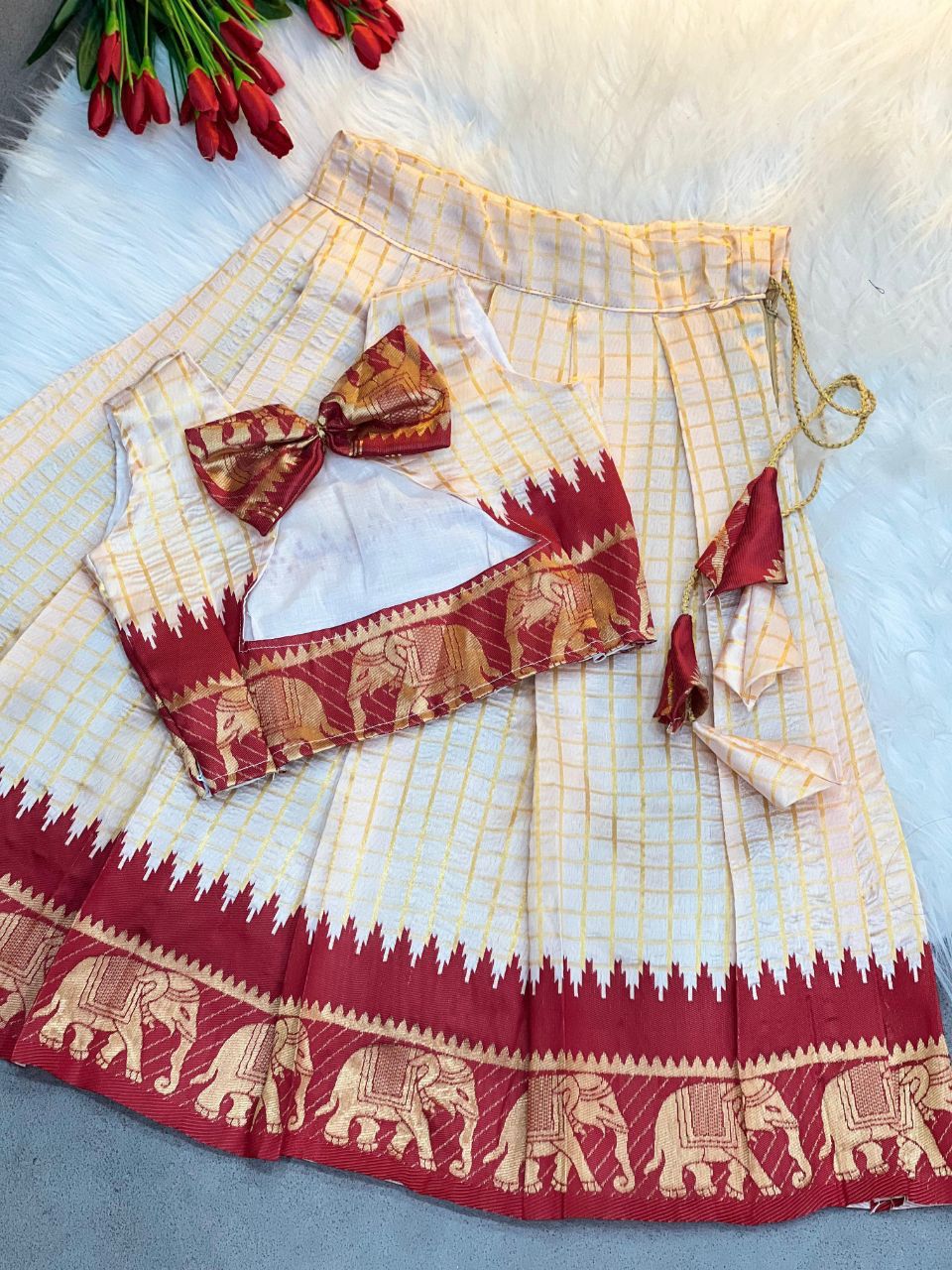 Girls & Kids Traditional Soft Silk With Pure Zari Waving Lehenga Choli image 5