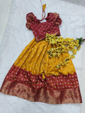 Girls & Kids Heavy Pure Dola Silk With Jacquard Border Lehenga & Blouse image 2