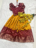 Girls & Kids Heavy Pure Dola Silk With Jacquard Border Lehenga & Blouse image 3