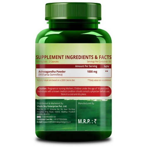 Himalayan Organics Ashwagandha 1000 mg Vegetarian Capsules - 120 caps image 3