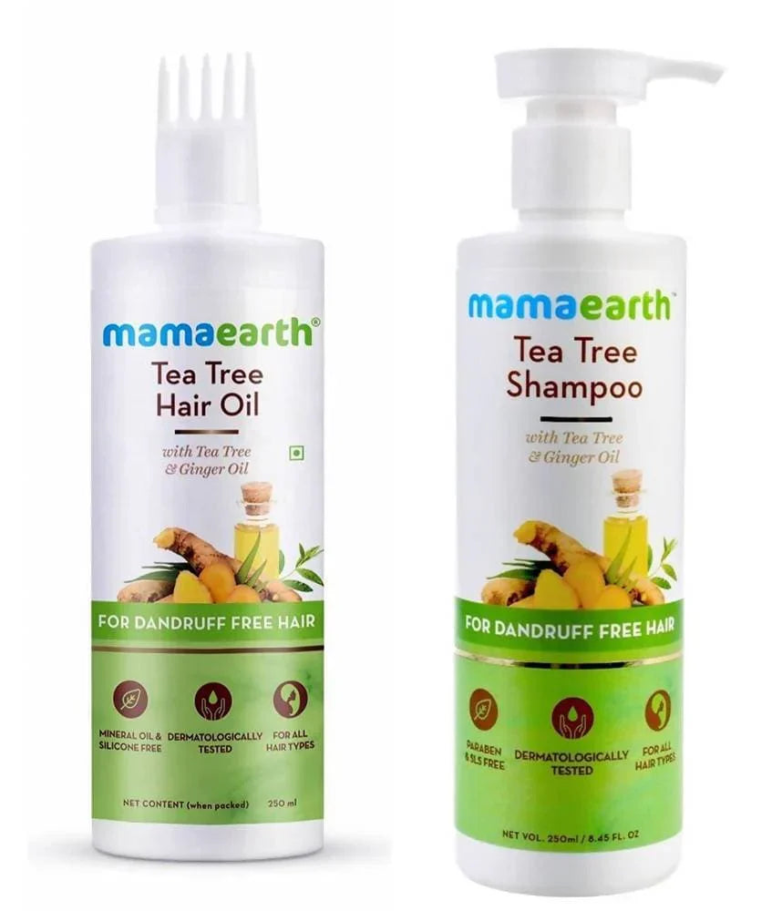 Mamaearth Tea Tree Anti Dandruff Shampoo + Hair Oil For Dandruff Free Hair Combo -250 image 1