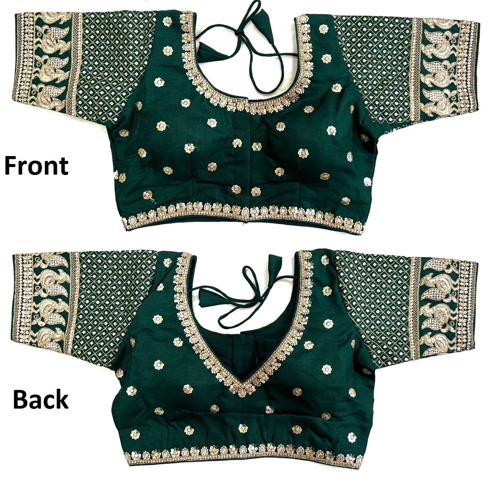 Green Silk Blouse,Embroidery Work Blouse For Women image 2