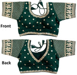 Green Silk Blouse,Embroidery Work Blouse For Women image 2