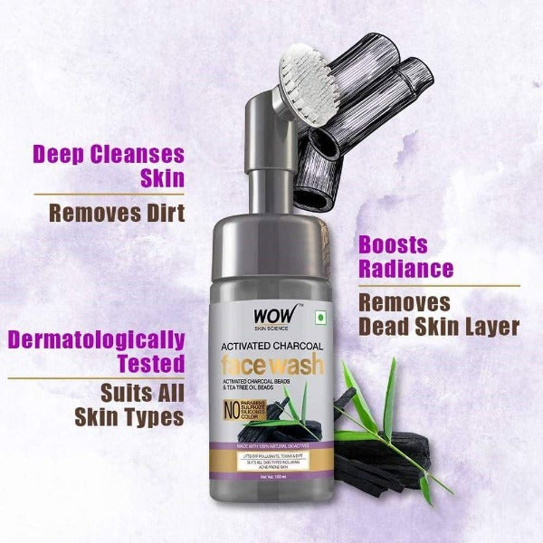 Wow Skin Science Charcoal Foaming Face Wash - 100 ml image 4