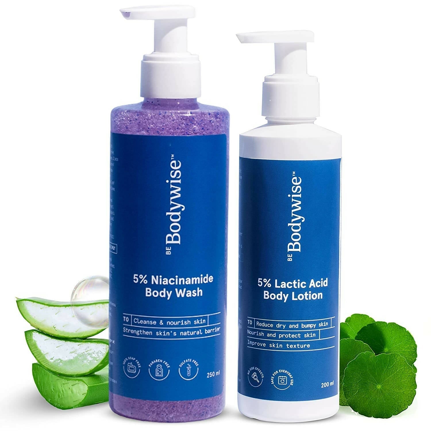 BeBodywise 5% Lactic Acid Body Lotion-200 ml and 5% Niacinamide Body Wash -250 ml -Combo image 1