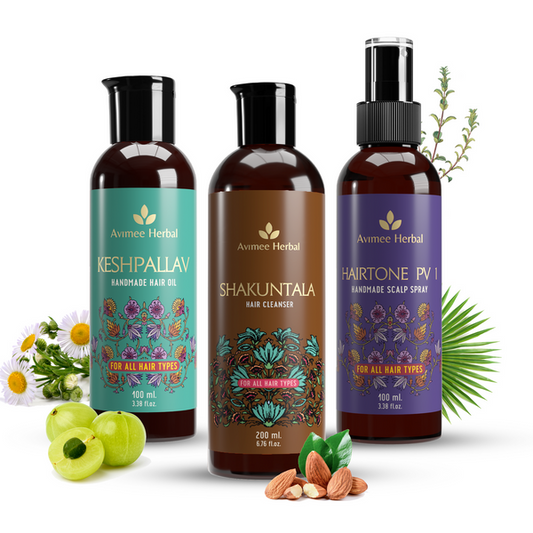 Avimee Herbal Keshpallav Hair Oil & Hairtone PV 1 Scalp Spray & Shakuntala Hair Shampoo image 1